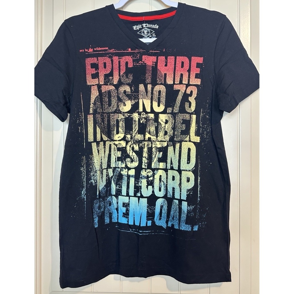 New Epic Threads Boys black Graphic print short sleeve V-Neck T-Shirt Size‎ XL